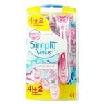 Gillette Simply Venus 3 Blades Disposable Razors 4+2pcs