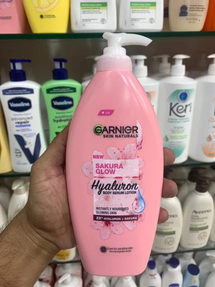 "Garnier Sakura Glow Hyaluron Body Serum Lotion 400ml