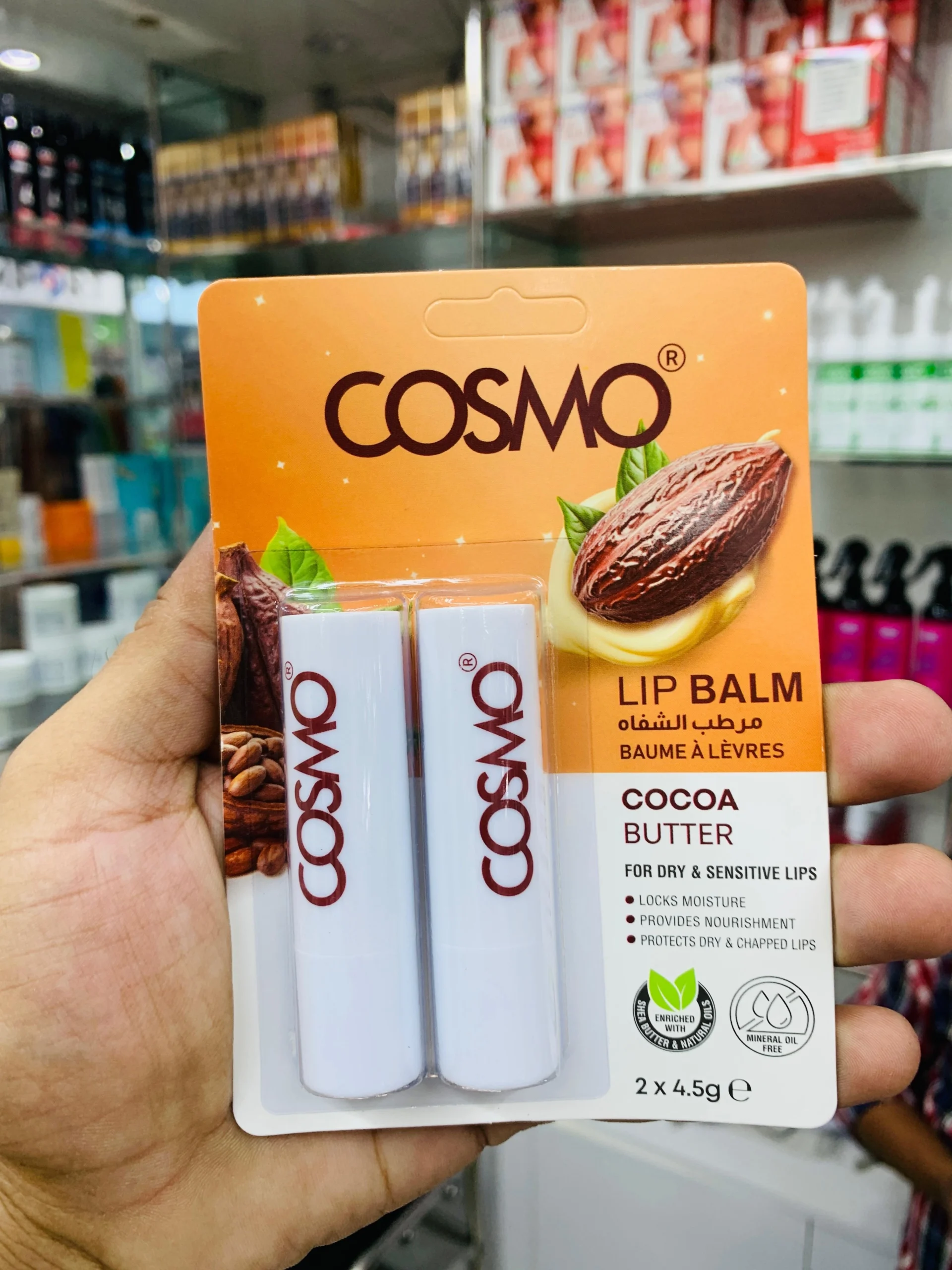 COSMO Cocoa Butter Lip Balm for Dry & Sensitive Lips (2 x 4.5g Sticks) COSMO Cocoa Butter Lip Balm for Dry & Sensitive Lips (2 x 4.5g Sticks) - Image 1